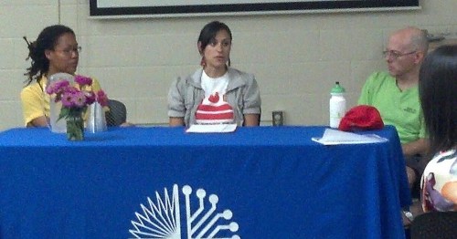 Okay, it's a public library panel, not a national broadcast. But you get the idea. Photo by Stuart Levy